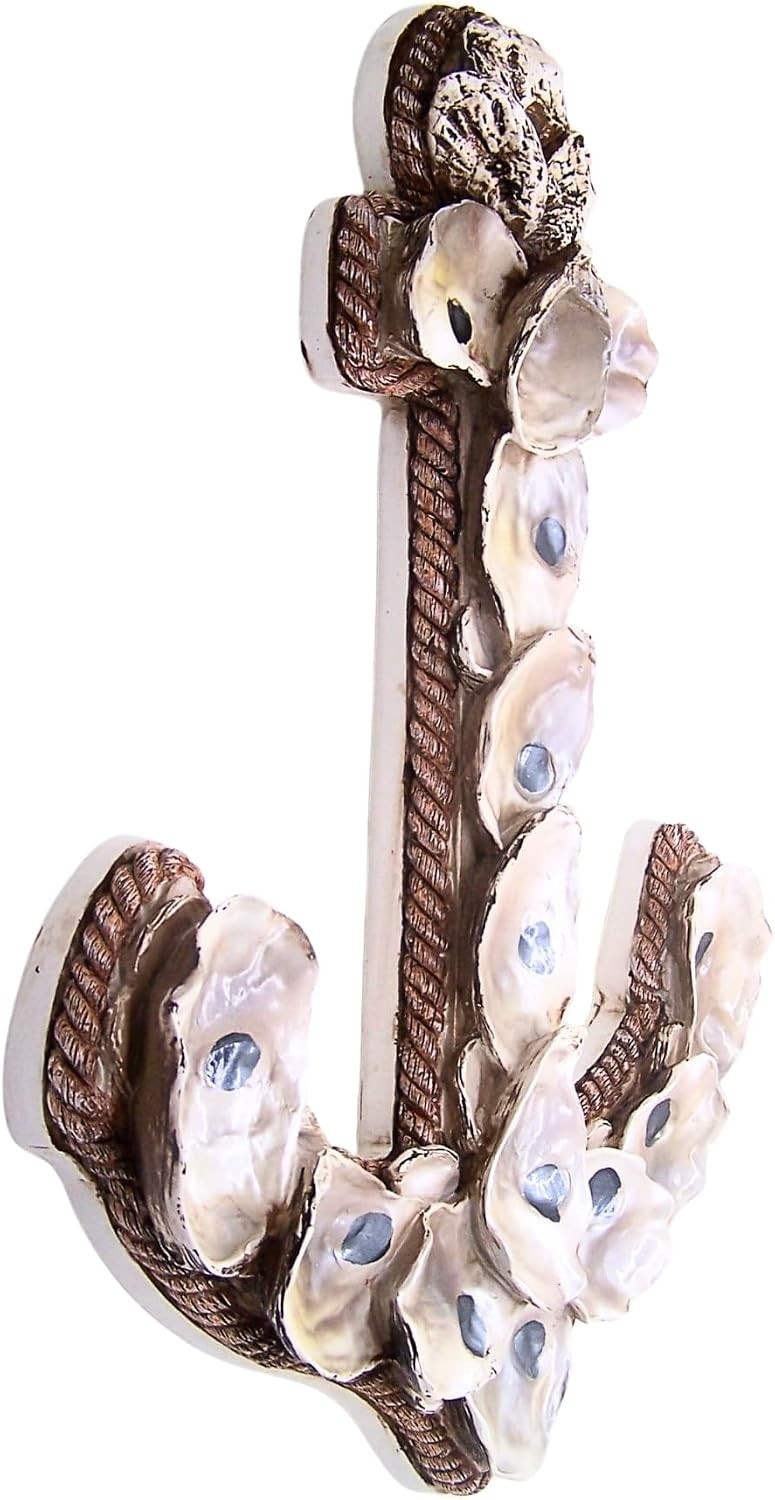 Faux Oyster Shell Anchor Wall Decor Coastal Nautical Beach House Accent 18.25" gallery
