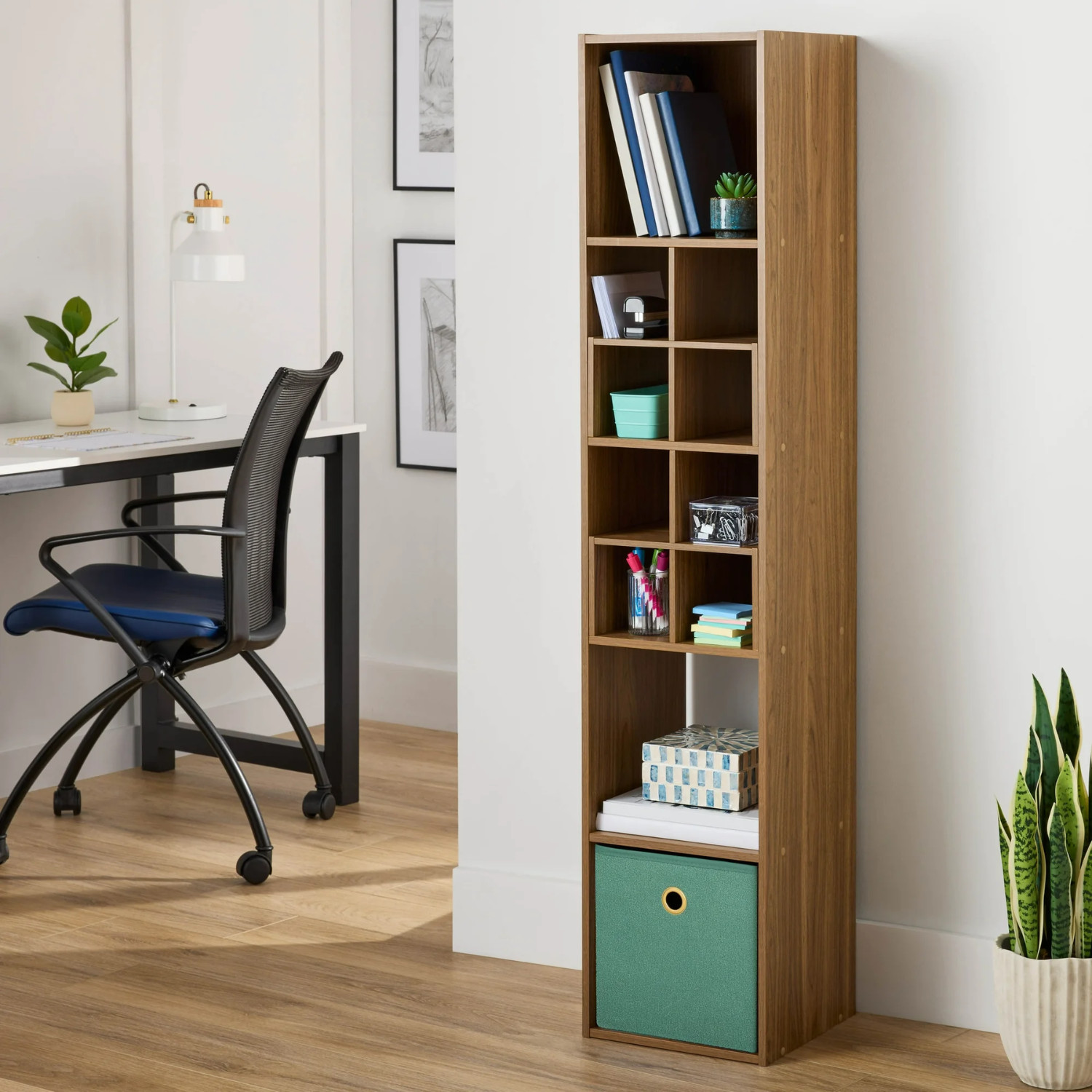 Mainstays 5 Cube Vertical Storage Organizer , Bedroom, Dorm Room, Warm Walnut gallery