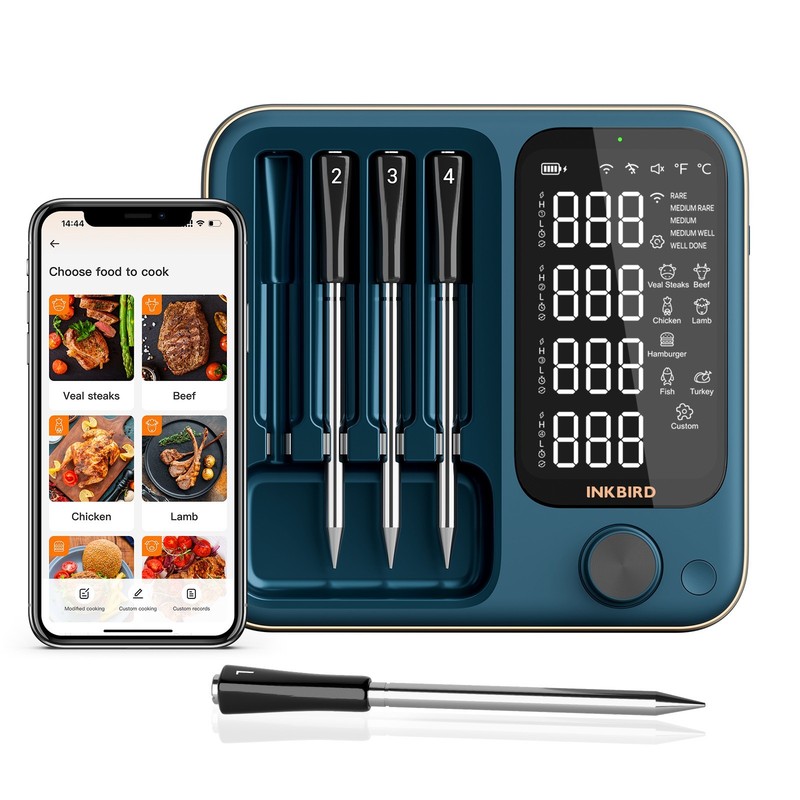 INKBIRD Wireless Meat Thermometer 4 Probes with BBQ Heat Resistant Gloves Smoker gallery