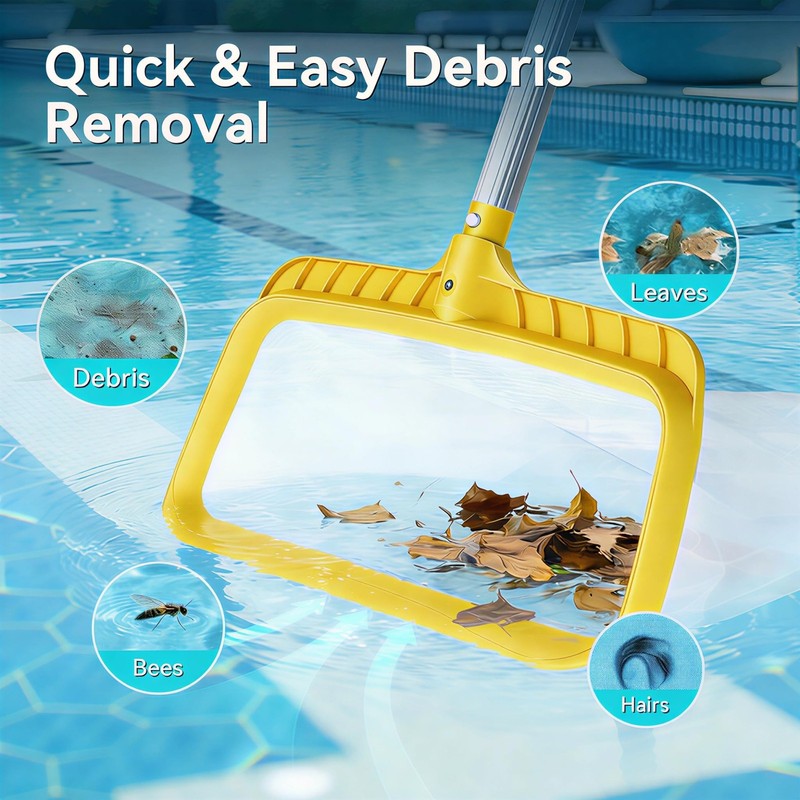 Professional Pool Skimmer Net with Yellow Frame & 30-Mesh - Heavy Duty Deep Leaf gallery