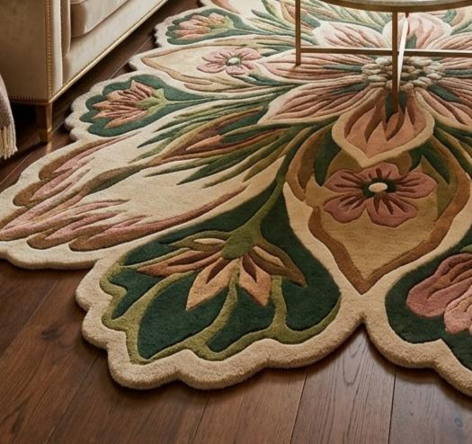 Hand Tufted Floral Wool Rug Irregular Shape Area Rug abstract rug, modern rug gallery