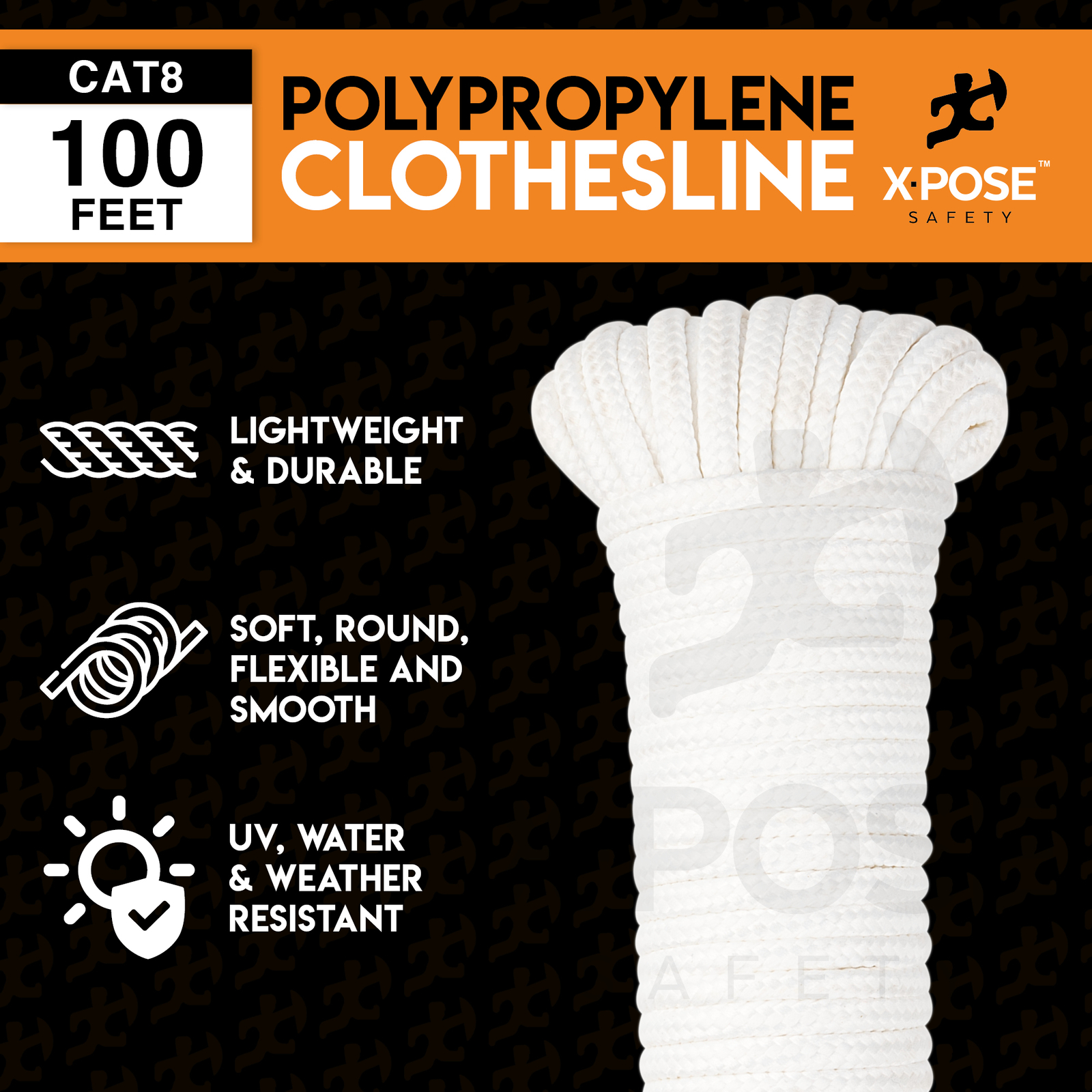 Diamond Braided Clothesline Rope - 100 Ft Rope - Polypropylene Rope gallery