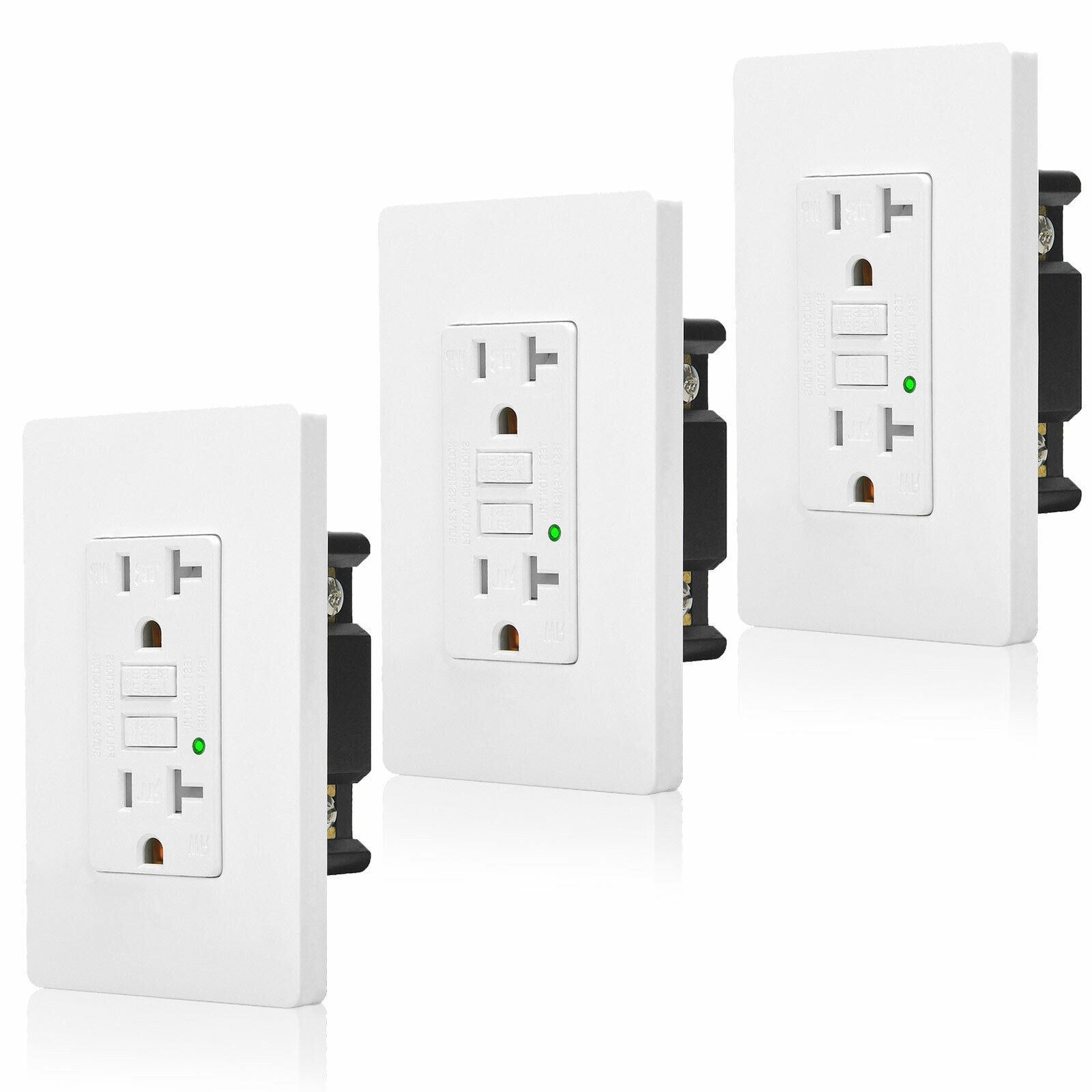 3PCS 20A Home GFCI Outlet Self-Test 40s TR WR ETL FCC Certified LED Indicator gallery