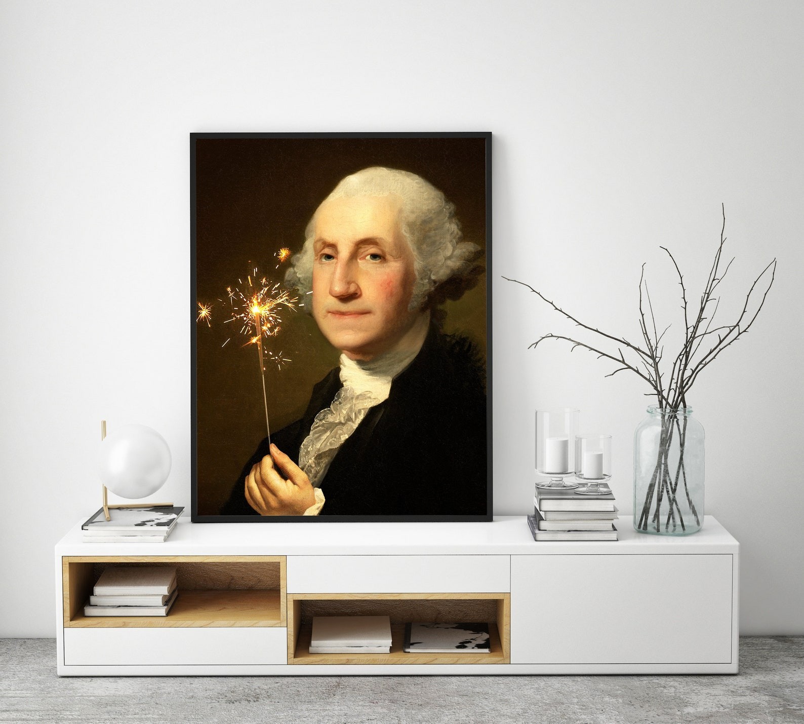 George Washington Art Print Altered Art Sparkler, Gallery Wall Portrait gallery