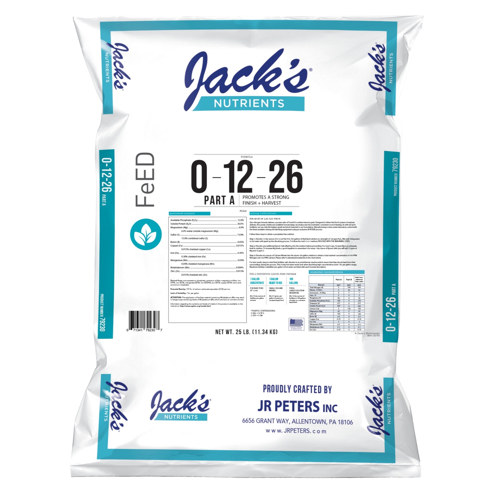 Jack’s Nutrients 0-12-26 Part A Water-Soluble Fertilizer, 25lbs gallery