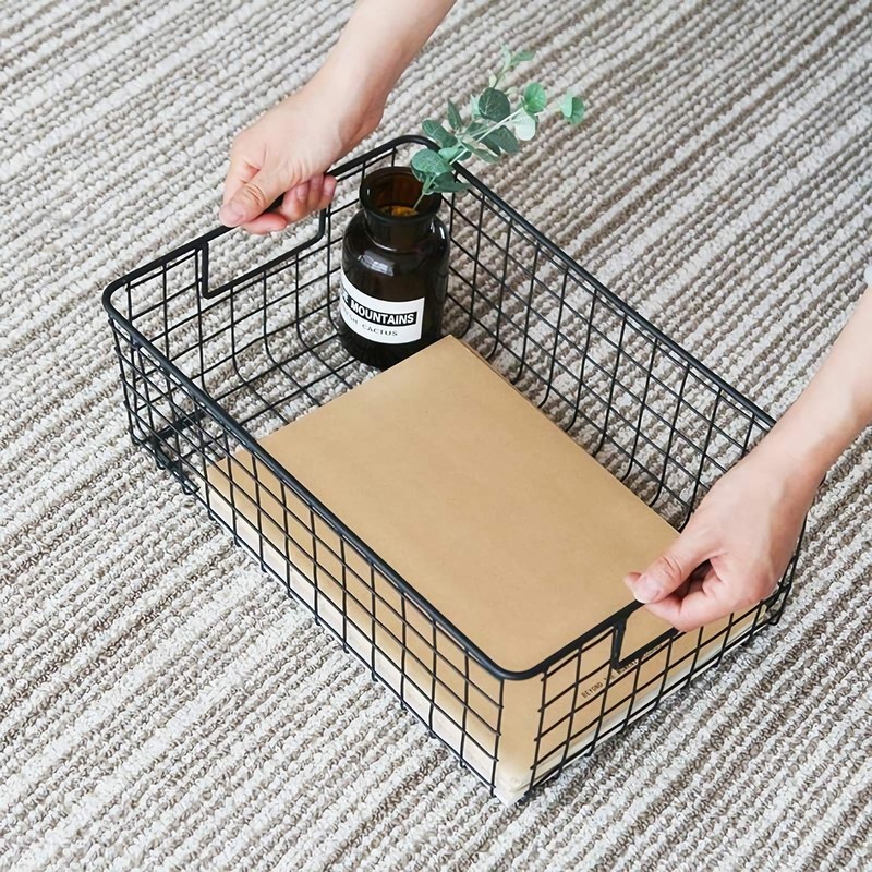 2 Pack Wire Storage Baskets with Handles, Metal Organizer Basket Bins for Home, gallery