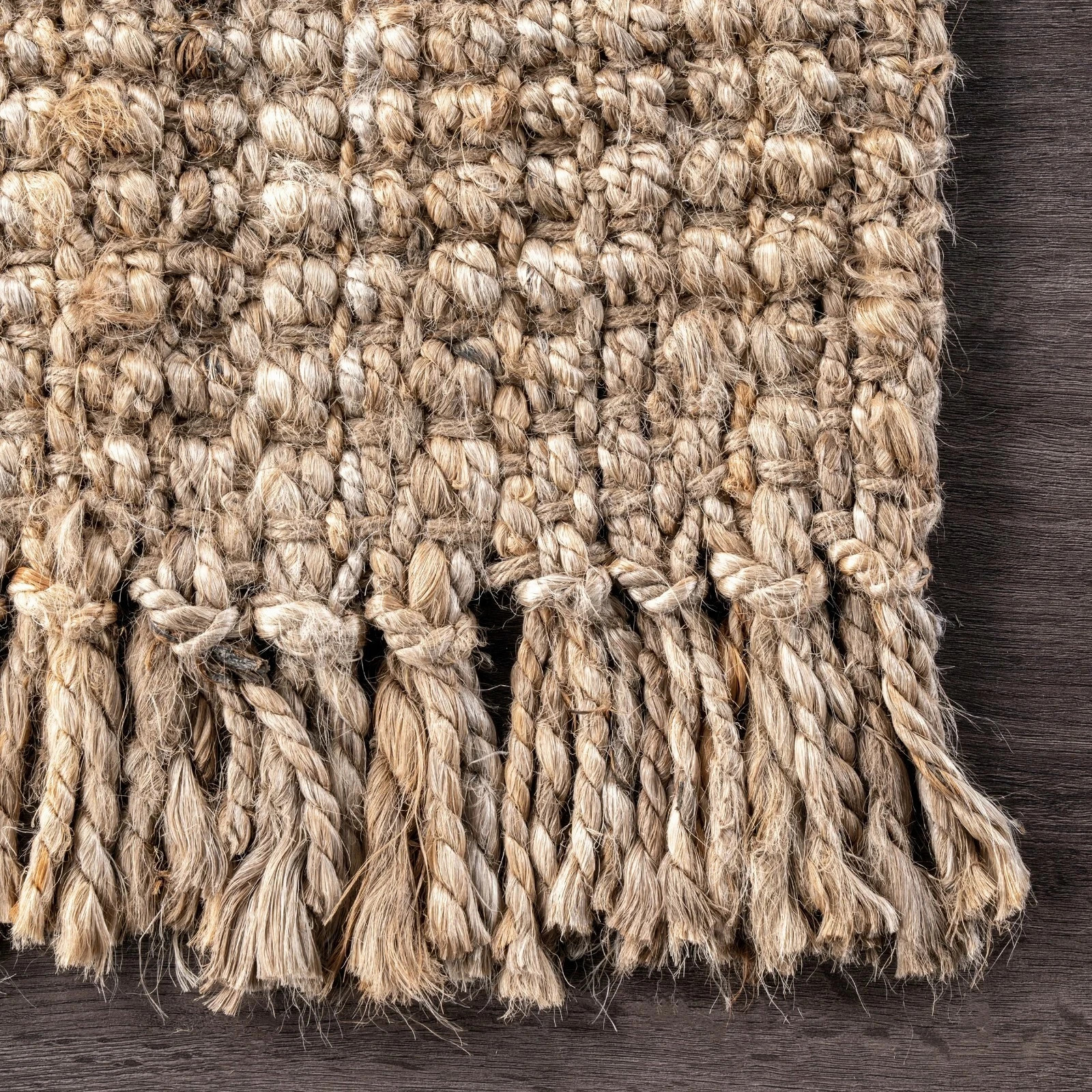nuLOOM Hand Made Chunky Loop Natural Jute Area Rug in Tan Color gallery