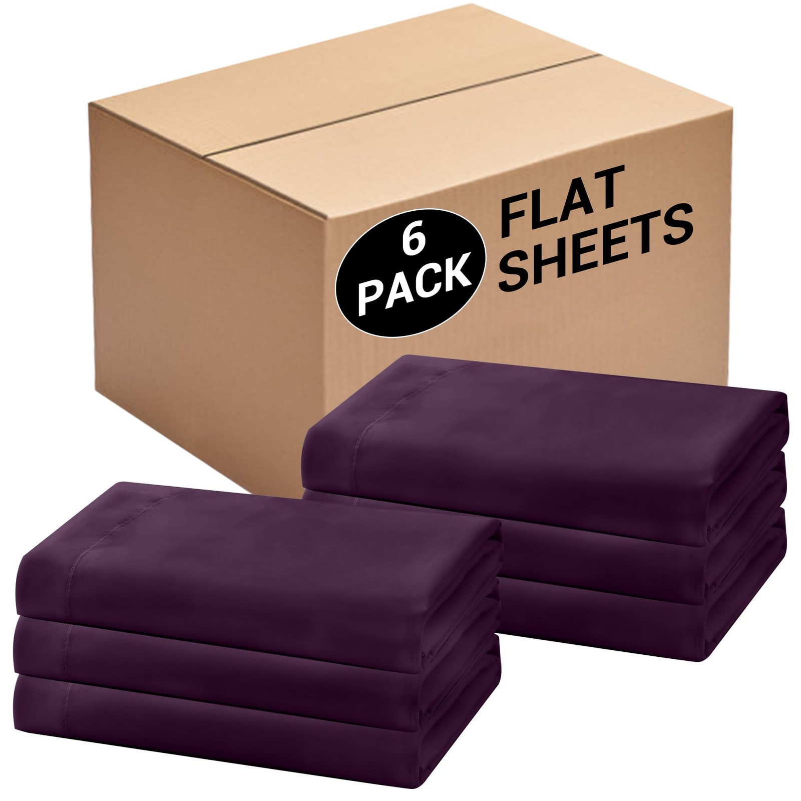 Bulk King Flat Sheets Only, 6 Pack Quick Sort Top Bed King, Dark Purple gallery