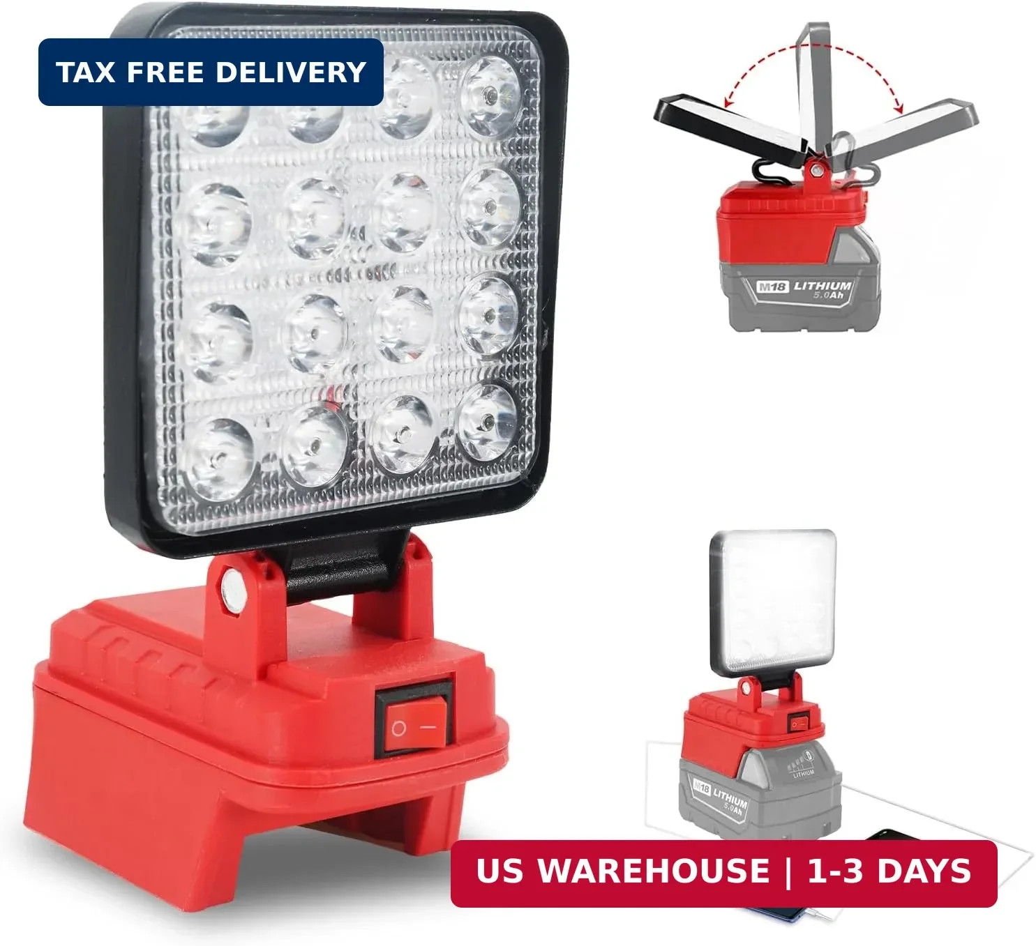 Cordless LED Work Light Compatible with Milwaukee M18 Battery, 5400 Lumens LED F gallery