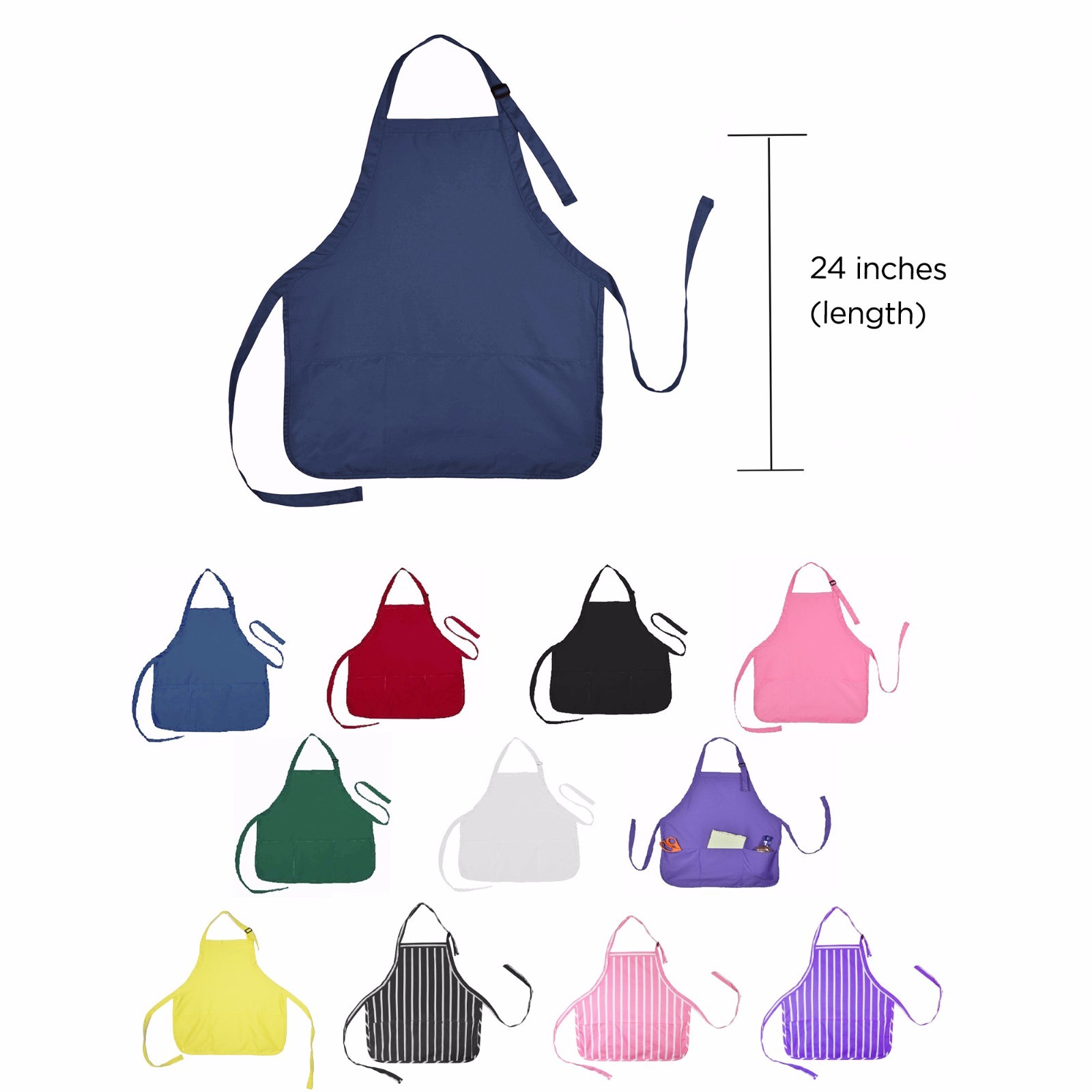 Aprons Commercial Restaurant Home Residential Bib Spun Poly Cotton - 3 Pockets gallery