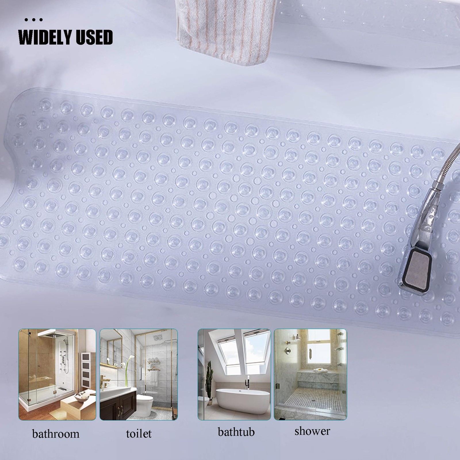 40 x 16 Inch Machine Washable Tub Mats With Suction Cups And Drain Holes Perfect gallery