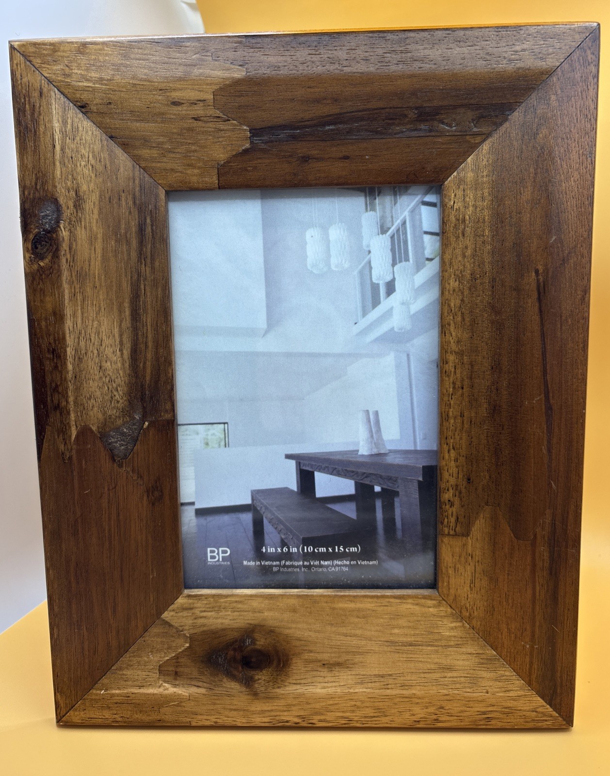 BP Industries Photo Frame 4x6 Rustic Wood Portrait or Landscape Free Standing gallery