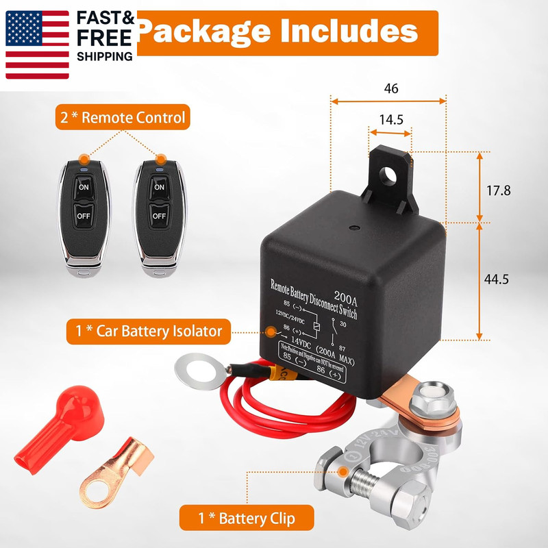 Remote Battery Disconnect Switch 12V Battery Kill Switch for Car, 200A Upgraded gallery