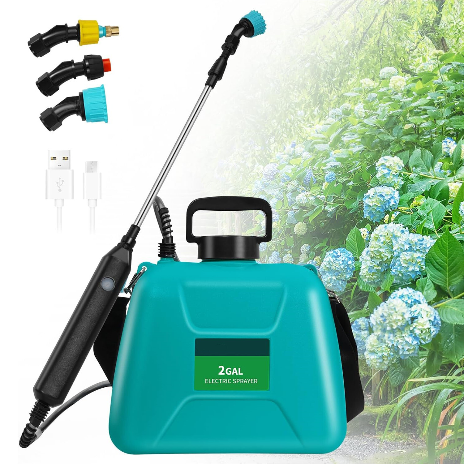2 Gallon Battery Powered Sprayer Electric Garden Sprayer 3 Mist Nozzles Portable gallery