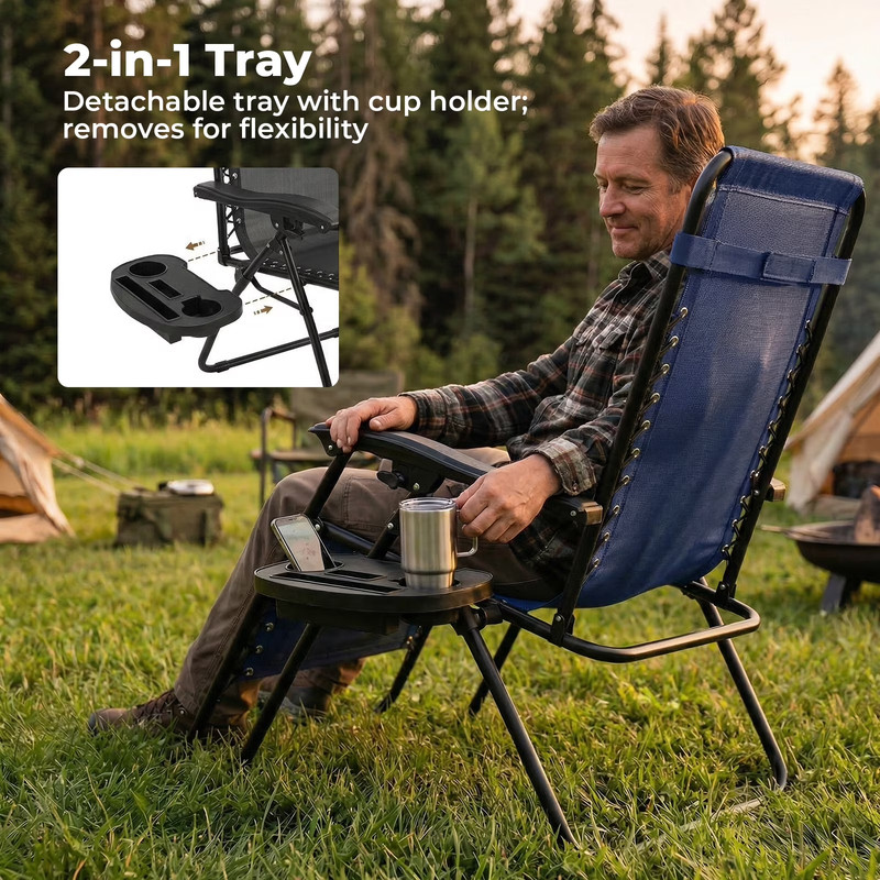 Alvantor 2-Pack Zero Gravity Lounge Chairs,Folding Recliners with Pillow & Cup H gallery