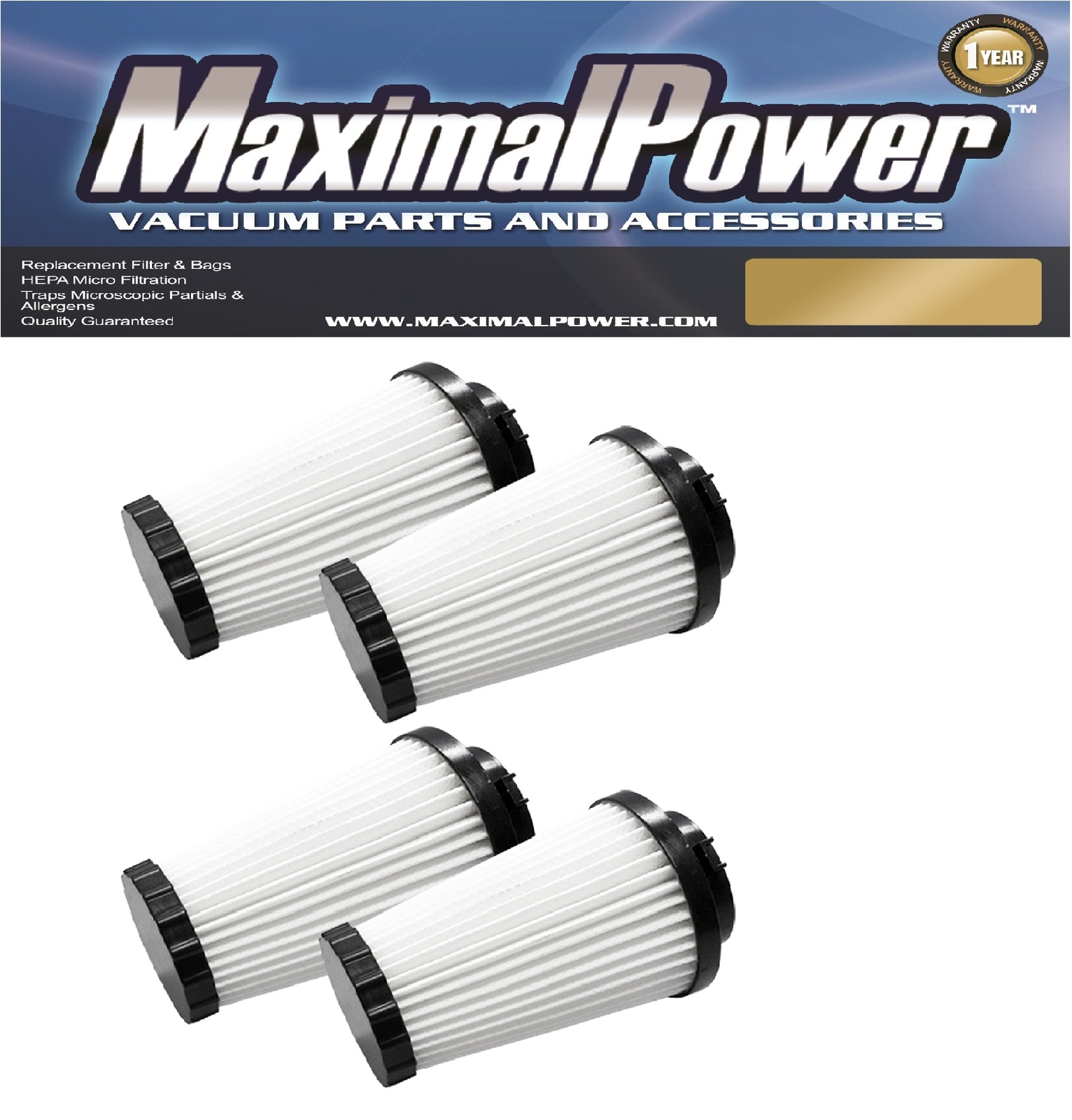 MaximalPower Vacuum Filters for Dirt Devil F2 3-SFA115-00X 3SFA11500X (4 PK) gallery