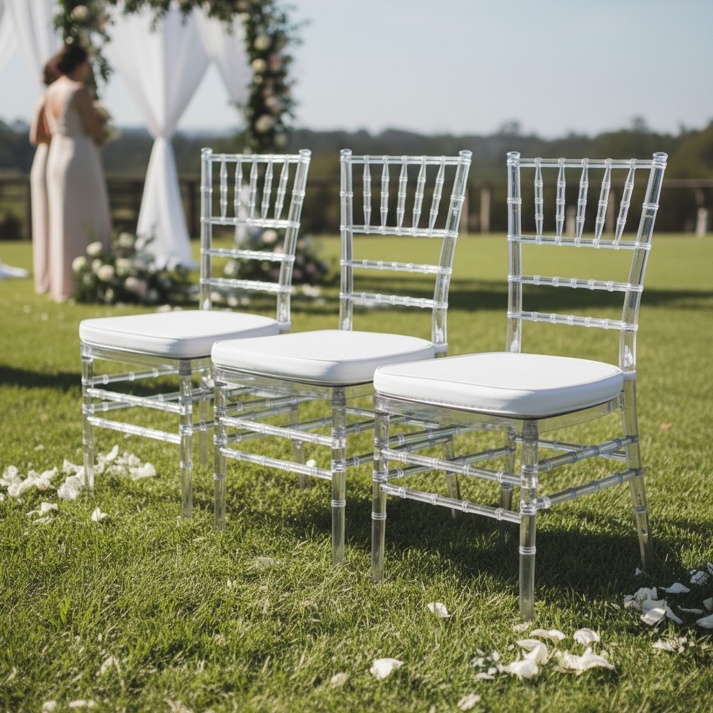 3pack Acrylic Stackable Chiavari Dining Chair, Clear Party Chair Fully Assembled
