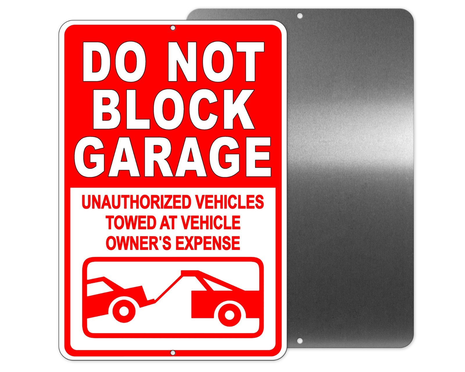 Do Not Block Garage Vehicles Towed Sign / Metal Magnetic Decal no parking gallery