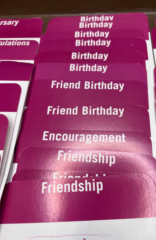 GREETING CARD ORGANIZATIONAL THEME DIVIDERS Lot of 34 5"x9" White & Mauve EUC gallery