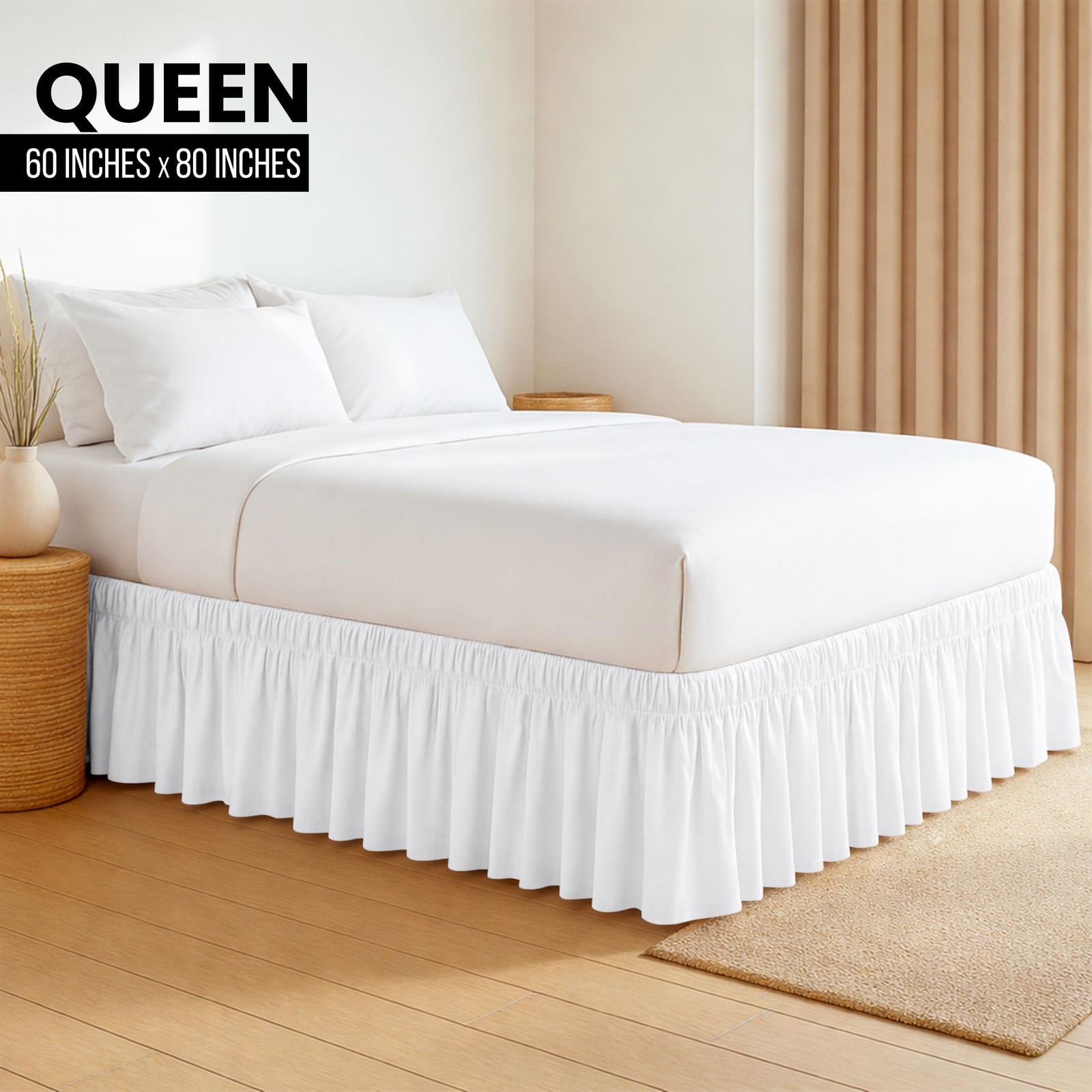Wrap around Ruffle Queen Size Bed Skirt Ã¢â‚¬â€œ Adjustable Buckle & Elastic ... gallery