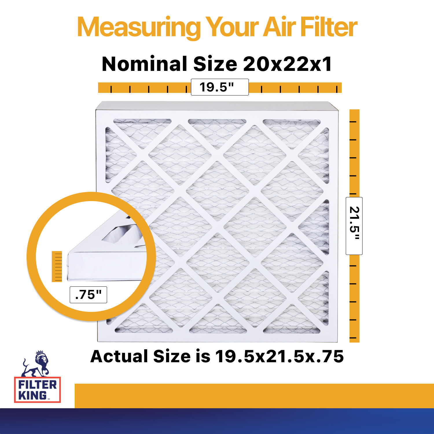 Filter King 20x22x1 Air Filter 12-PACK MERV 13 Actual Size 19.5 x 21.5 x .75" gallery