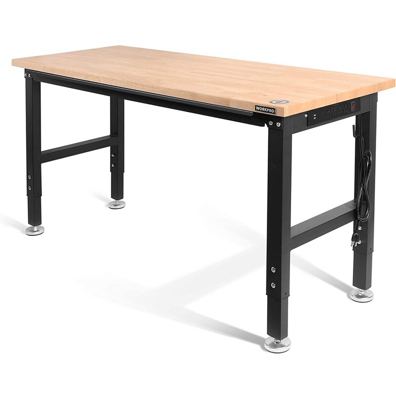 WORKPRO 5FT Adjustable Workbench Heavy-Duty Hardwood Workstation 2000 LBS Load gallery