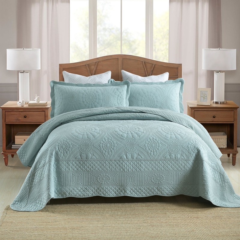 3PCS Cotton Oversized Bedspread Set Coverlet Set Lightweight Quilt Set gallery