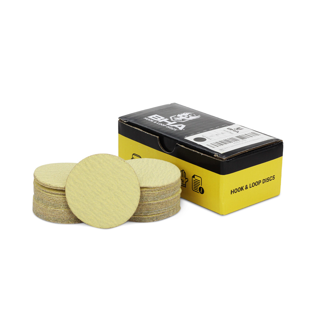 BHA 2" Inch Gold Hook & Loop Sanding Discs Orbital DA Sandpaper - 50 Pack gallery