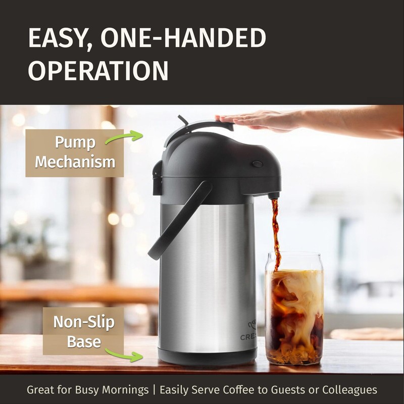 Thermal Coffee Carafe 74Oz, Keeps Drinks Hot for 12Hrs & 74 Ounces, Silver gallery