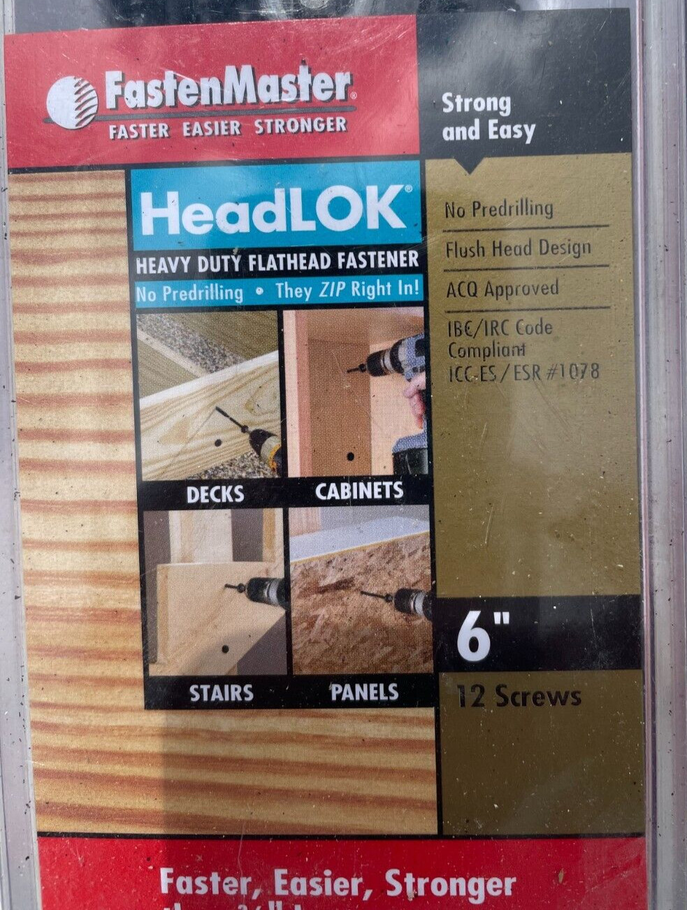 FastenMaster FMHLGM006-12 HeadLok Heavy Duty Flat Head Fastener, 6", 12-Pack gallery