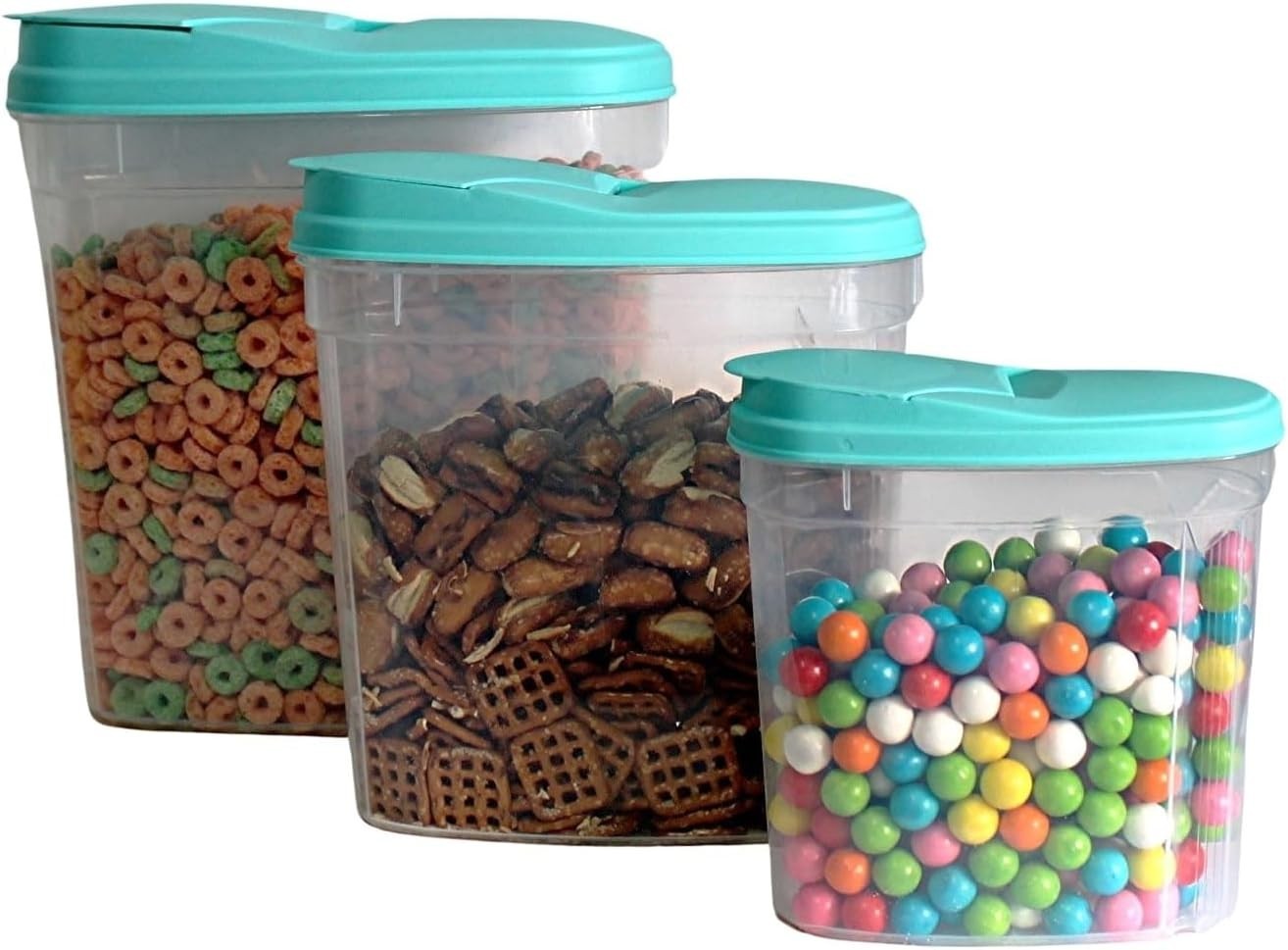 Dependable 3-Piece Cereal Dispenser Set BPA-Free Food Storage Containers Aqua gallery