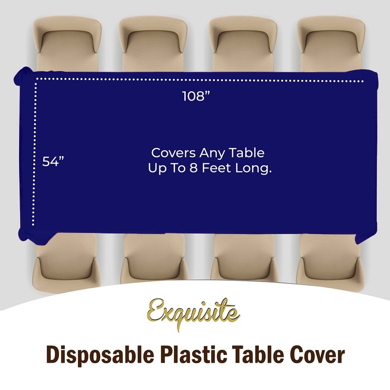 Exquisite 6-Pack Premium Plastic Tablecloth 54in. x 108in. Rectangle Plastic ... gallery