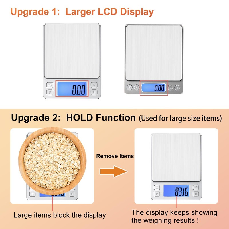Digital Gram Scale 0.01g Precision 1kg USB Rechargeable Jewelry Scale, Large gallery