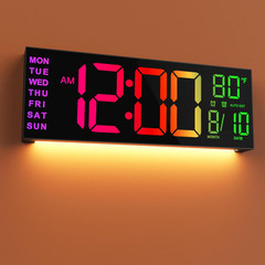 16″ Large Digital Wall Mount Clock, Count down Timer, Alarm, Big LED, 8 RGB Colo