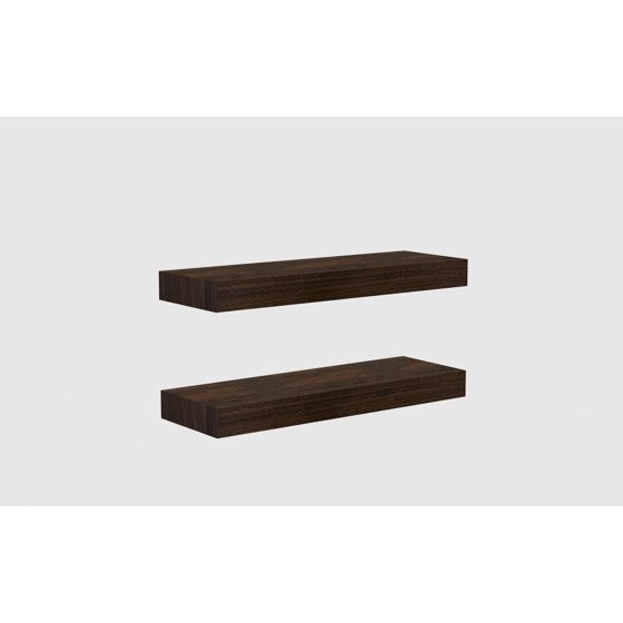 Mainstays Walnut 16.5" Wood Floating Shelves, Set of 2 gallery