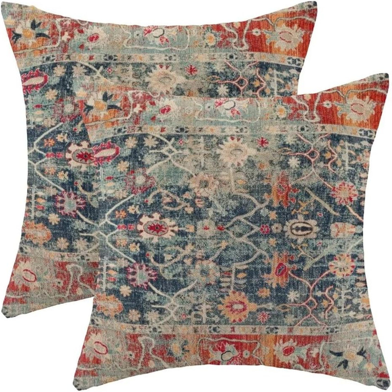 Boho Vintage Retro Pillow Covers 18X18 Set of 2 Boho Colorful Style Decorativ... gallery