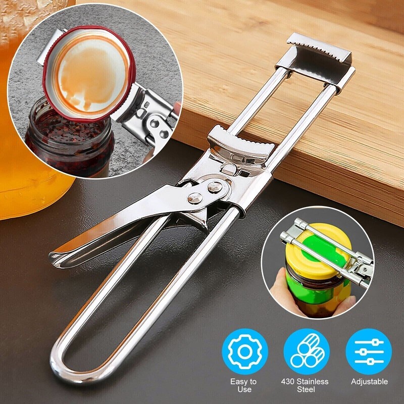 2PCS Adjustable Multifunctional Stainless Steel Can Opener Jar Lid Gripper New gallery