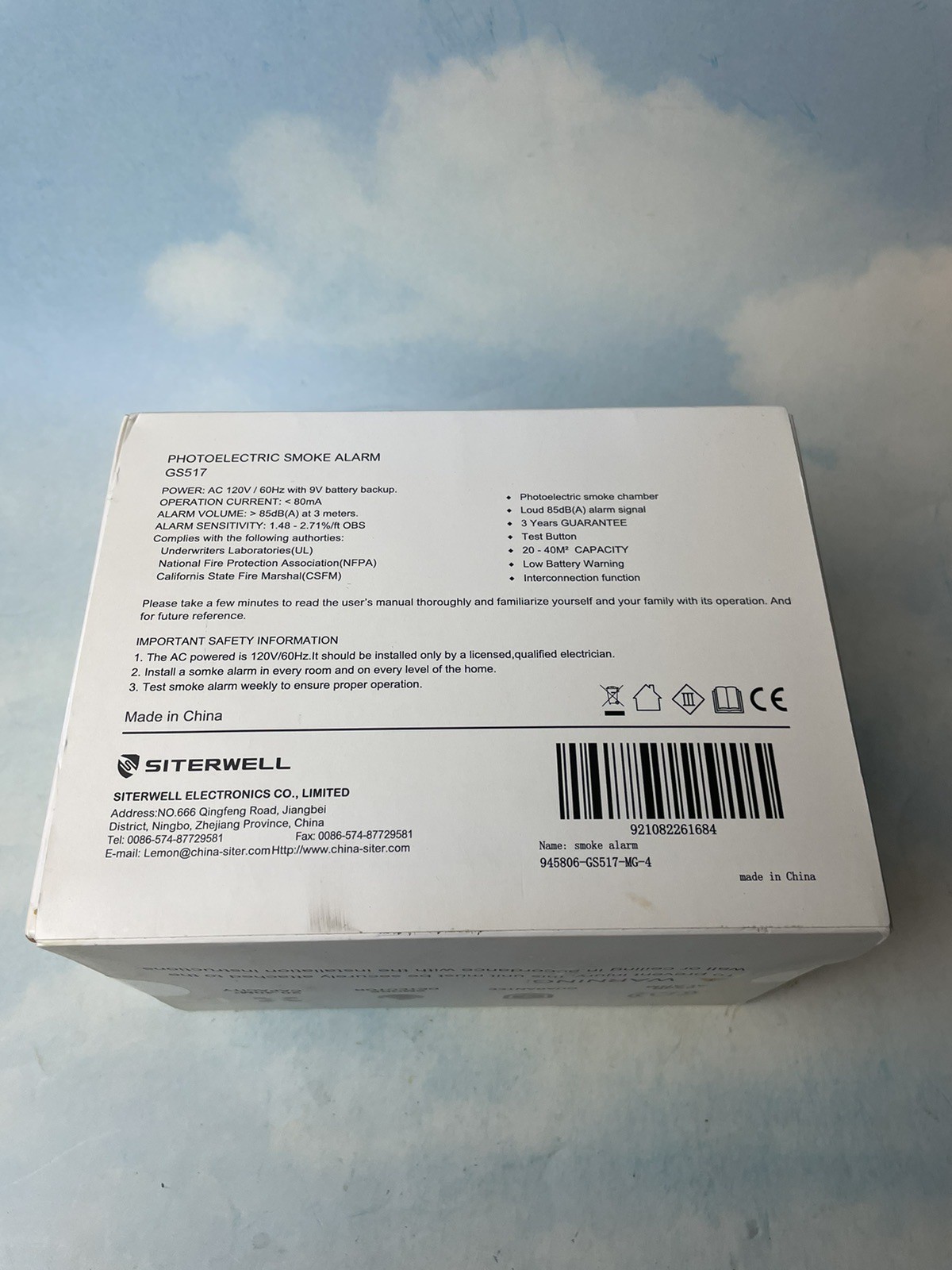 SITERWELL Hard-Wired Photoelectric Smoke Detector Alarm GS517 (4 Pack) - New gallery