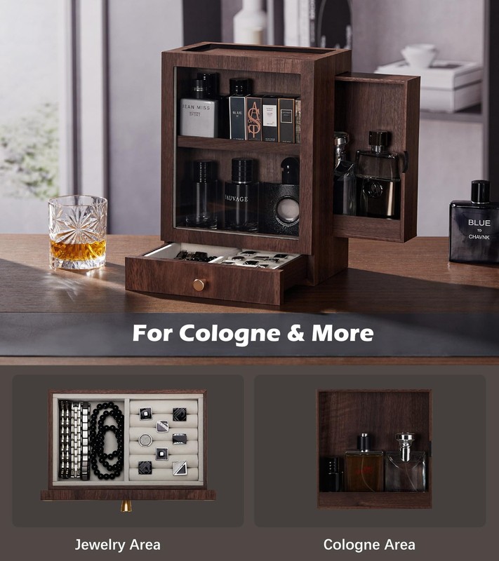 Cologne Storage Organizer with Drawer - Men's Cologne Holder - Stylish Displa... gallery