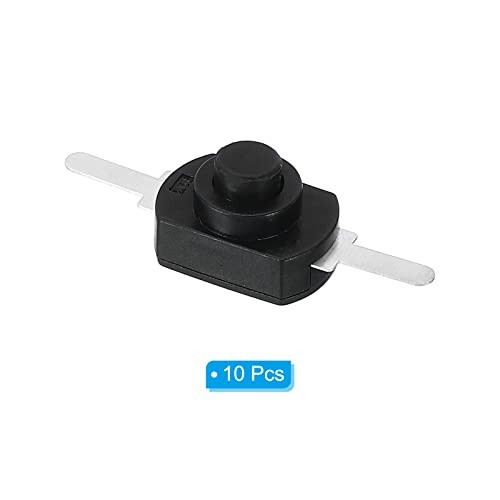 Latching Push Button Switch, 10 Pcs Straight Pin On/Off Self-Lock DC 30V Black gallery