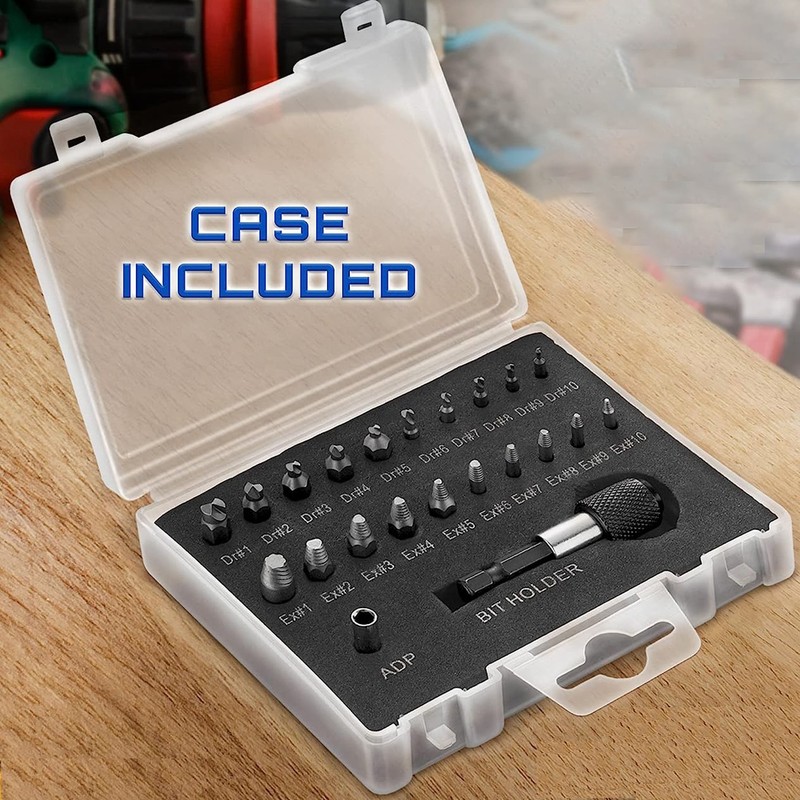 22* Broken Screw Extractor Remover Set Damaged Stripped Easy Out Drill Bits Bolt gallery