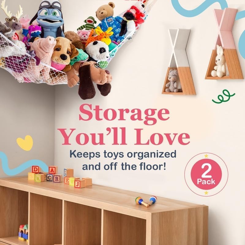Stuffed Animal Hammock 2 Pack | Toy Storage Organizer | Easy to Hang Net gallery