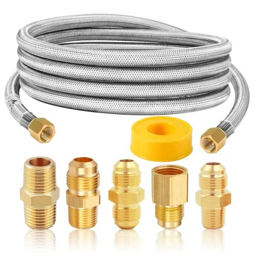 10 Ft High Pressure Braided Propane Hose Extension with Conversion Coupling 3/8" gallery