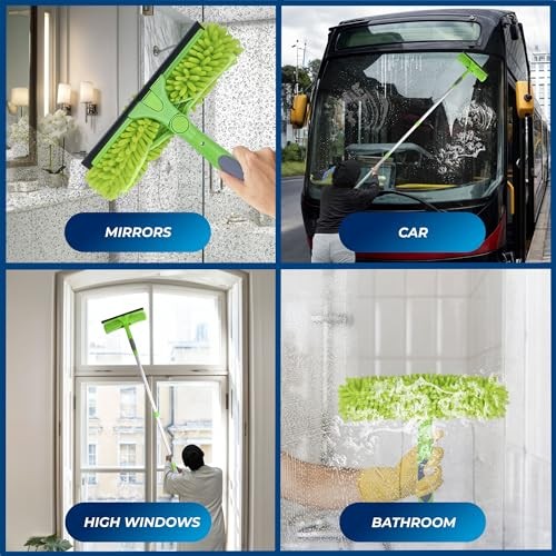 Professional Window Squeegee for Window Cleaning, 2 in 1 Rotatable 62 inches gallery