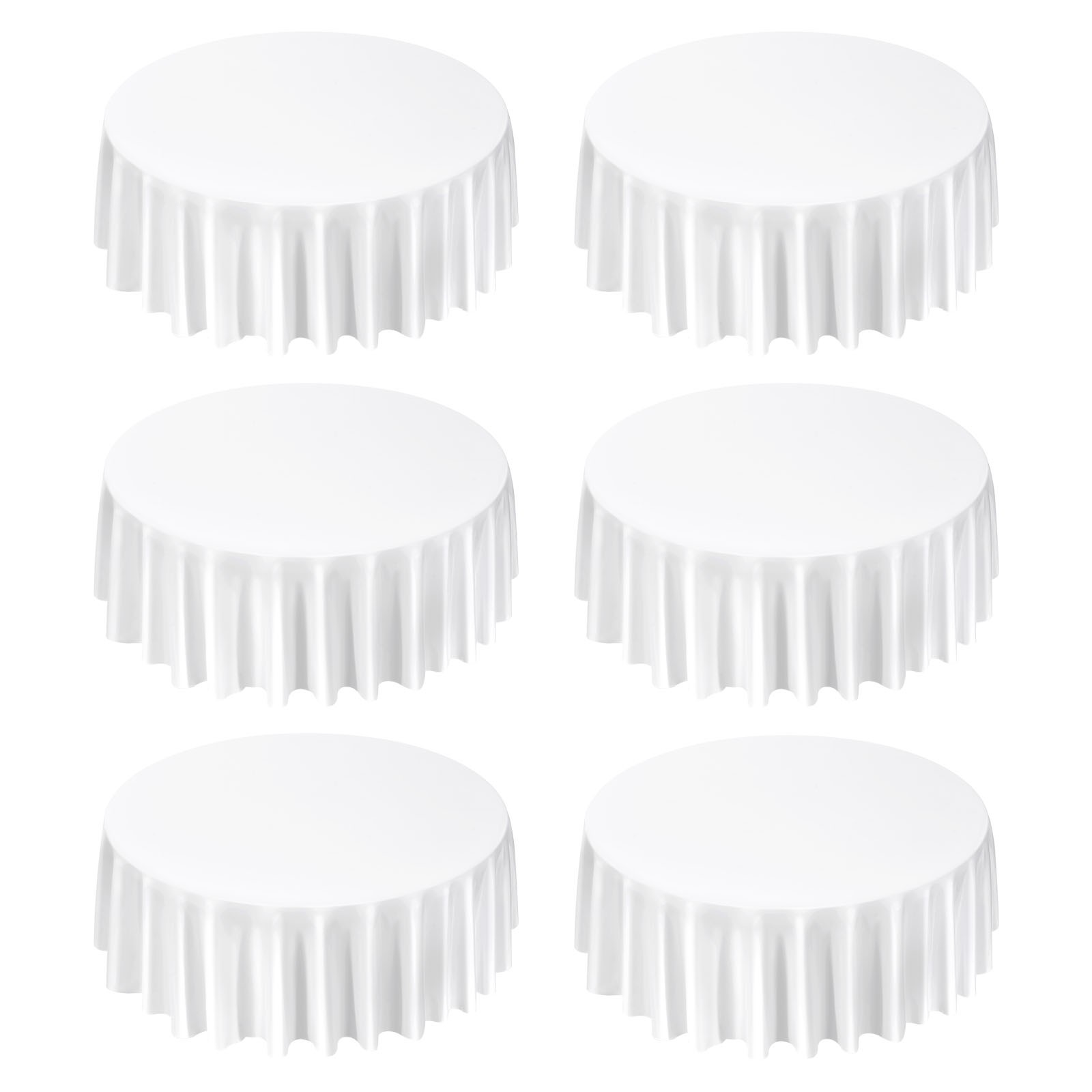 Uimoso Round Polyester Tablecloth for Weddings and Banquets, White,6-Pack,120 In gallery