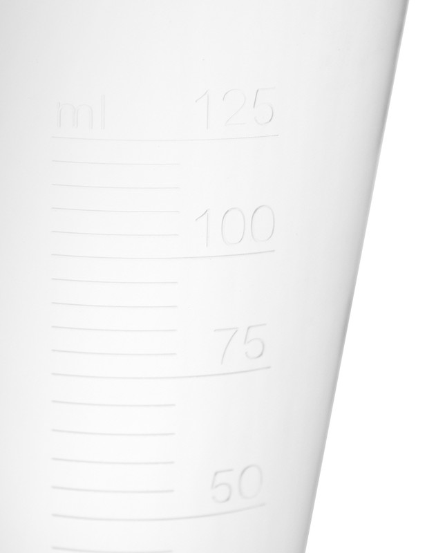 Conical Measure, 125ml - Polypropylene Plastic, Translucent - Eisco Labs gallery