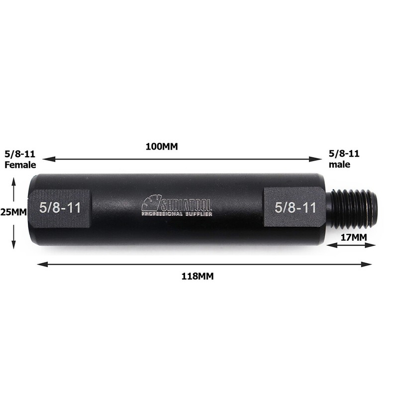 Diamond Core Bit Adapter 5/8"-11 Thread Male to SDS-Plus Hex-Shank and Extension gallery