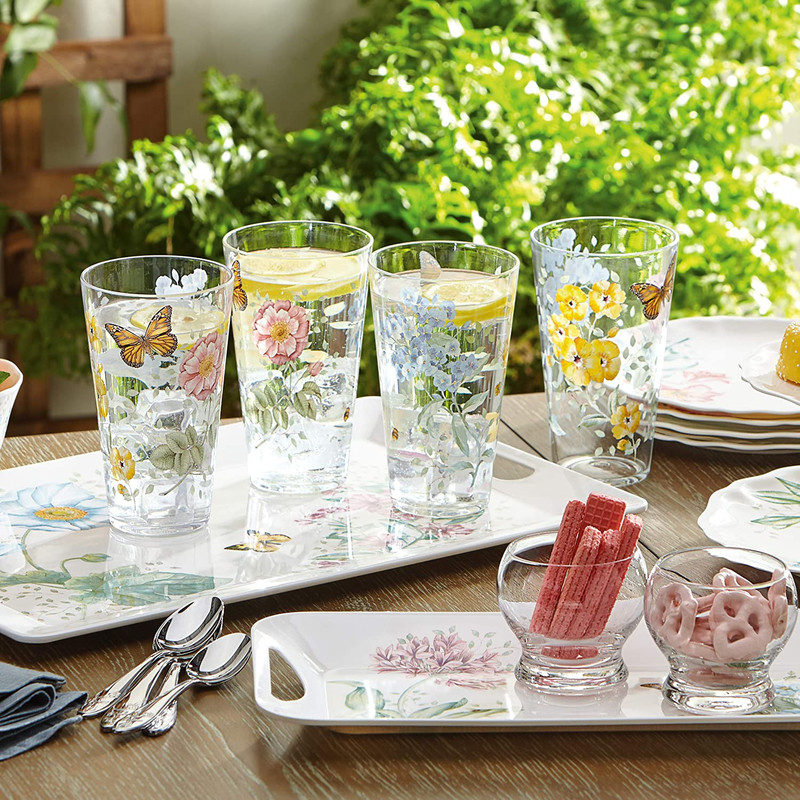 DRINKING GLASSES Butterfly Meadow Melamine Highball Glass Multi Set of 4 LENOX gallery