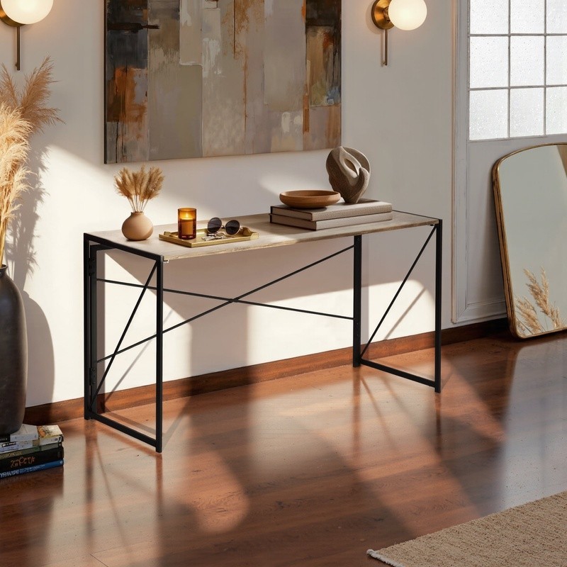 55 Inch Folding Table Home Office Study Room Durable Space Saving Workstation US gallery