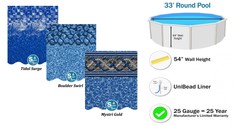 Smartline 33′ x 54″ Round Above Ground Unibead Swimming Pool Liner – 25 Gauge